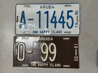 A Pair Of License Plates From Aruba 1993, 1996