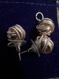 Sterling Silver Knot Earrings And Pendant