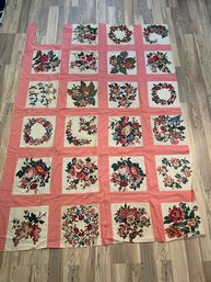 Mid Century Quilt Topper, Missing One Square, Great For Pillows, Runner, Etc  56 X 82 #61