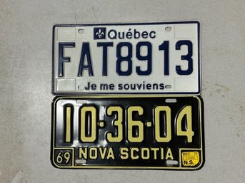 2 Canadian License Plates 1969