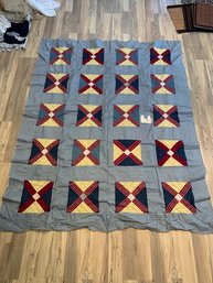 Can You Find The Odd Square? Vintage Quilt With Info On Back! 78 X 64' # 62