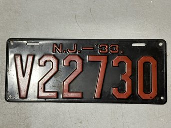 1933 NJ License Plate
