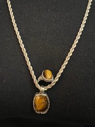 Sterling Silver Tiger Eye Pendant And Ring
