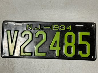 1934 NJ License Plate