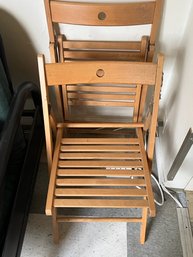 Pair Of Blonde Wood Folding Chairs