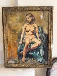 Mid Century Nude ~ Oil On Canvas  Approx 18 X 24 Unsigned