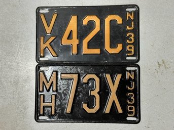 2 Vintage 1939 License Plates New Jersey