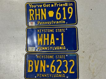 A Group Of 3 Pennsylvania License Paltes