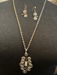 Super Funky 1970's Swirl Necklace And  Earrings