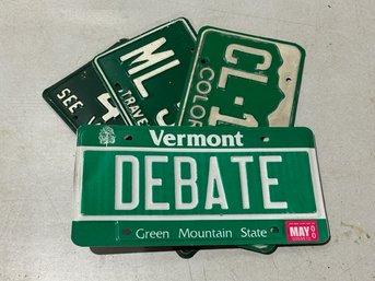4 License Plates Including A DEBATE Plate