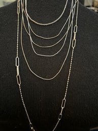 Group Of 6 Sterling Silver Multi Length Chains
