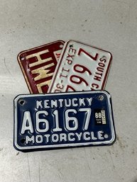 3 US Motorcycle License Plates  1980's