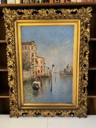 An Exceptional Venetian Oil Painting, Signed Lower Left Approx 16 X 28 Image Size