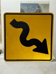Curving Road Arrow Sign Black And Yellow