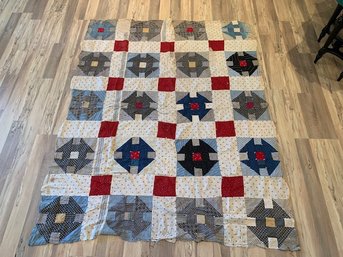 Red White And Blue Antique Quilt 75 X 60' #96