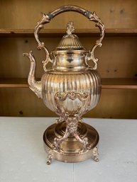 Silver Plate Samovar On Stand With Sterno