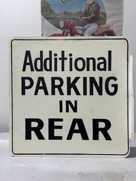 Double Sided Hand Painted Street Sign Additional Parking In Rear