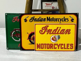 Group Of 3 Indian Motorcycle Signs