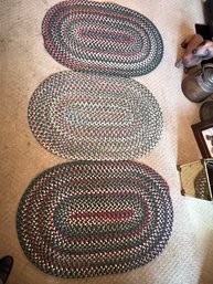 A Second Group Of 3 Oval Hand Braided Rugs 24 X 36' Approx