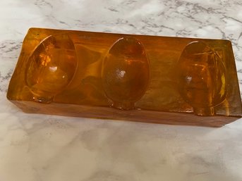 Vintage Pipe Holder In Amber Glass