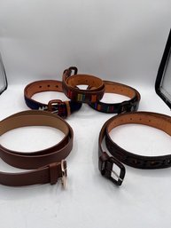 A Group Of 5 Leather Belts NWOT Size 30' And 34'