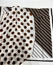 2 Vintage Scarves, Brown And White Polka Dot