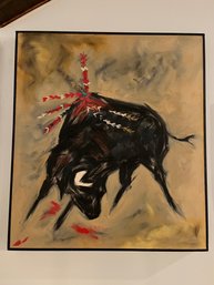 Bull By D Blanchard Oil On Canvas 35 X 37'