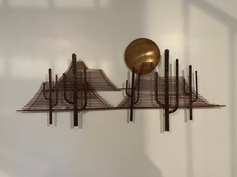 Multi Metal Wall Sculpture Signed 1988 65' LONG