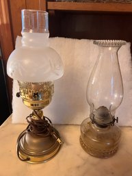 2 Vintage Lamps, One Oil , One Electric