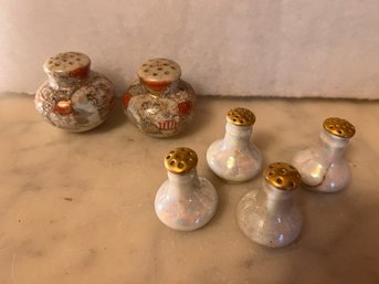 3 Sets Of Vintage Salt And Pepper Lusterware And Hand Painted Japanese