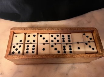 Vintage Dominoes In Great Wood Box