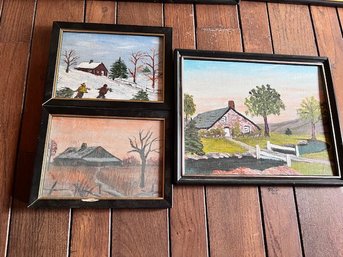 A Group Of Small Primitive Paintings 2 2 5 X 7 One 8 X 10'