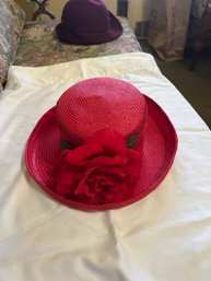 Red Hat With Side Flower By Jass Designs
