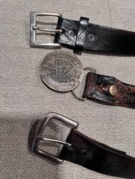 A RARE Kaiser Darren Belt And Buckle  And Two Buckles All On Heavy Leather Belts