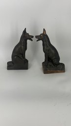 A Pair Of Vintage Cast Iron German Shepherd Bookends