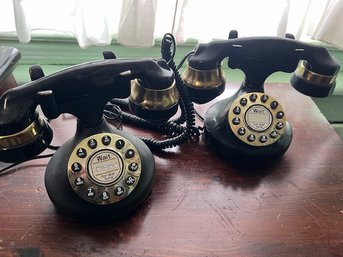 A Pair Of Vintage Rewired Rotary Telephones