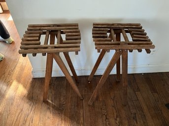 Pair Of Wood  Plant Stands