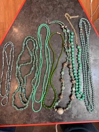 7 Necklaces ~ Deep Greens Some Opera Length!