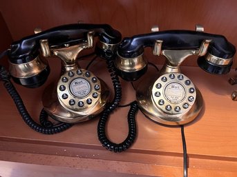 A Pair Of Vintage Converted Pushbutton Telephones