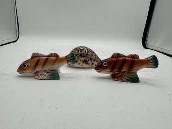 Made In Japan Salt And Pepper Fish And Conch Shell