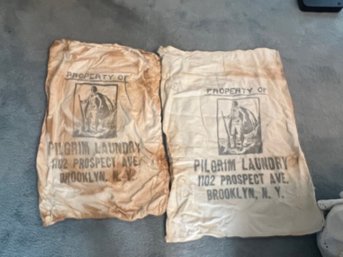 A Pair Of Pilgrim Laundry Bags Made In BROOKLYN Approx 28' X 38'