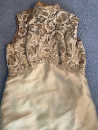 Exceptional Detailed Brocade Top Gown Cream And Metallic 1970's!  Size 4