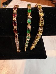 A Group Of Three Colored Stone Bracelets 2 Avon And 1 Unmarked