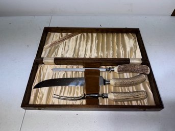 3 Piece Carving Set In Original Box By Kirk's Sheffield Cutlery