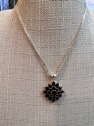 Large Sterling Silver And Garnet Pendent Made In Sri Lanka