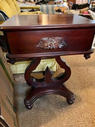 Carl Forslund End Table With One Drawer Mahogany With Fruit Shaped Hand Pull