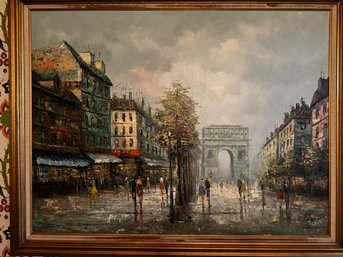 Henri Roger Paris Painting Framed 1960's Approx 36 X 48