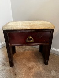 1940's Walnut Dressing Stool With Drawer