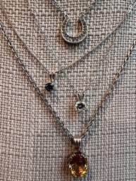 4 Fab Necklaces  Silver With Semi Precious Stones
