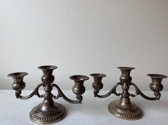 Pair Of Weighted Sterling Silver Candle Sticks